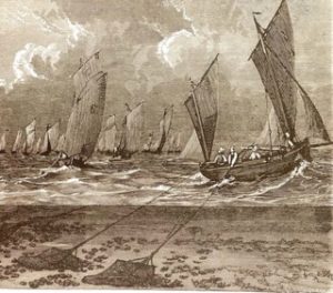 Oyster Dredgers with Underwater Dredges