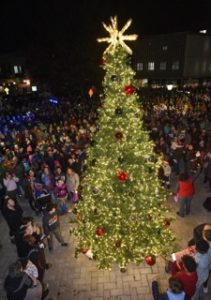 The tree-lighting party in Salisbury, Md.