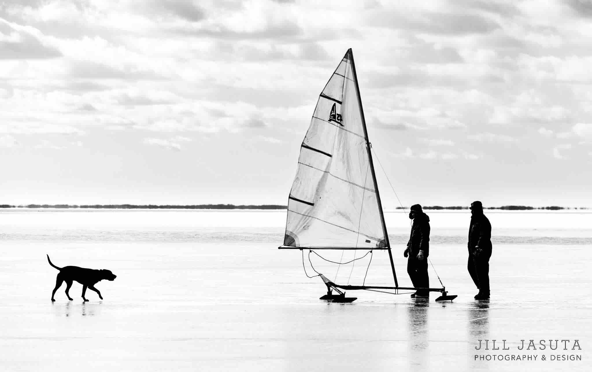 Two Men A Dog An Iceboat SIZED